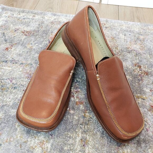 Vero Cuoio Men's Square Toe Leather Tan Loafers Size 43 - Picture 1 of 12